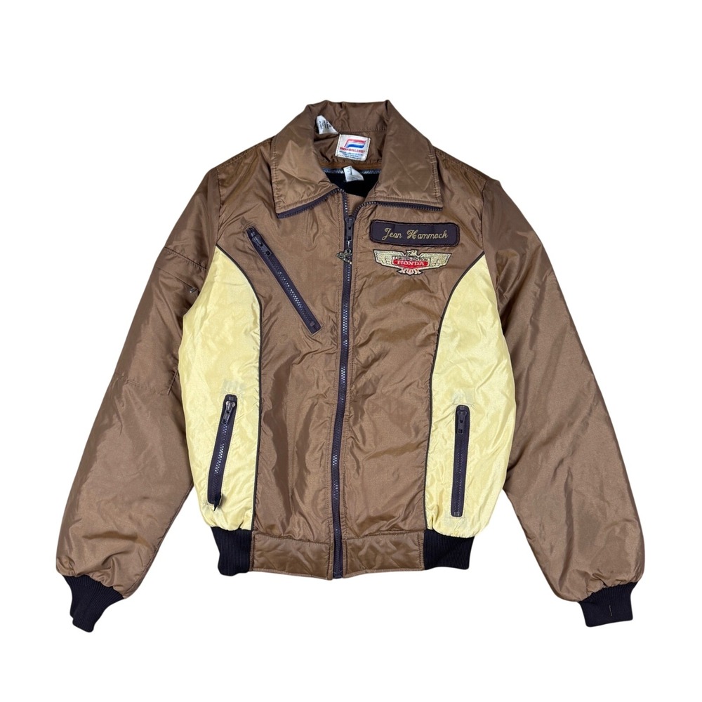 Vtg 70s Honda Hondaline Racing Jacket Women's M‎ Motorcycle Nylon Bomber Biker